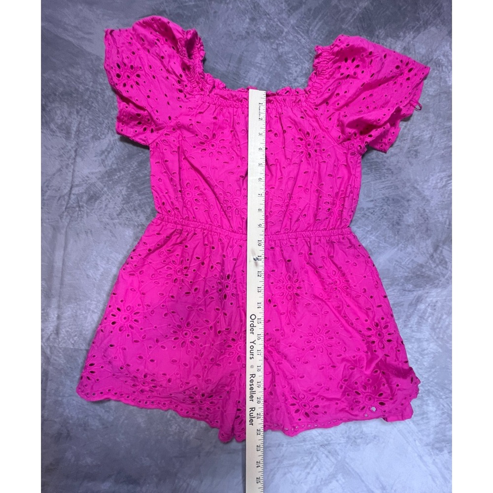 Zara One Piece Romper Girls 11-12 Years Pink Eyelet Embroidery Ruffle Sleeve - Picture 4 of 5
